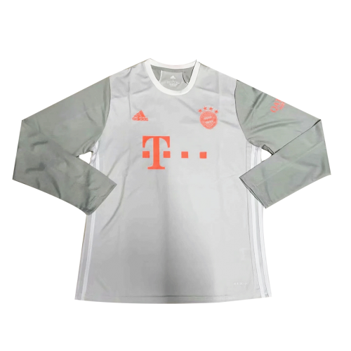 20-21 Bayern Munich Away White Long Sleeve Soccer Jersey