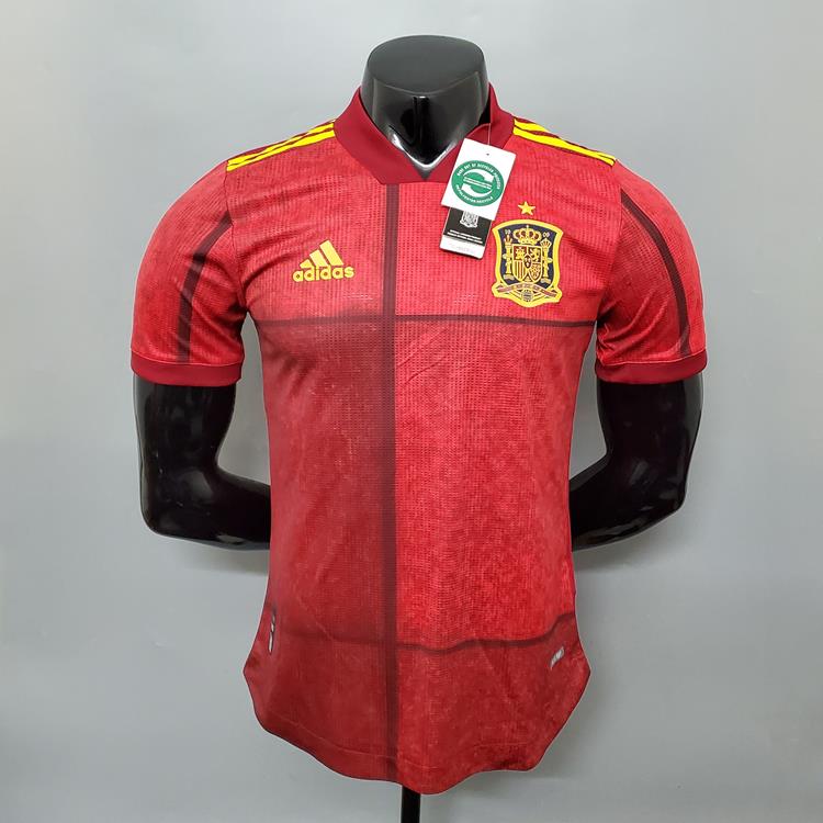 20-21 Spain Soccer Jersey 2020 Euro Home Red Soccer Shirt (Player Version)